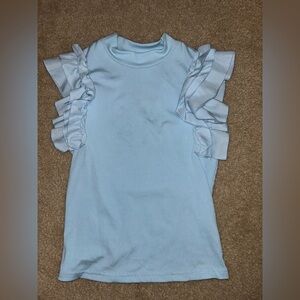 Light blue work shirt with ruffle sleeves size medium
